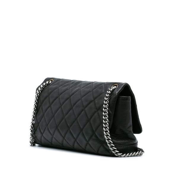 Pre-owned Chanel Quilted Iridescent Caviar Lady Pearly Flap Black