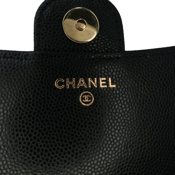Pre-owned Chanel CC Quilted Caviar Flap Phone Holder Wallet on Chain Black
