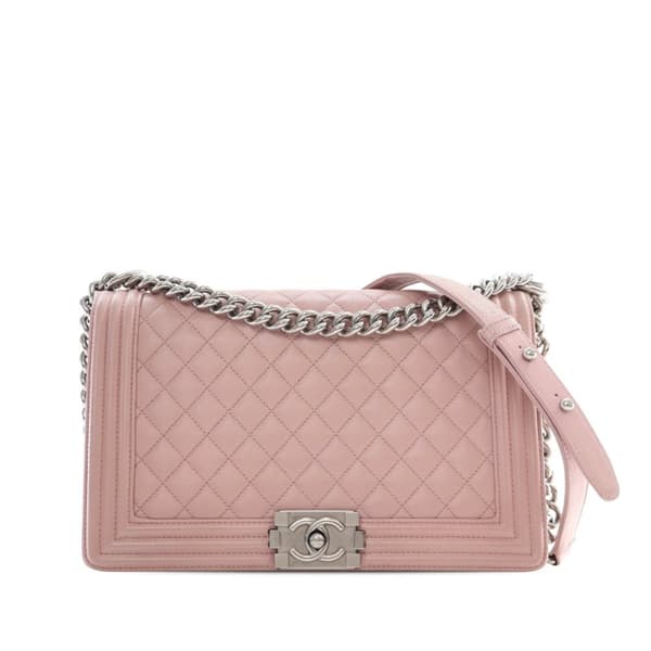 Pre-owned Chanel Medium Quilted Calfskin Boy Flap Pink