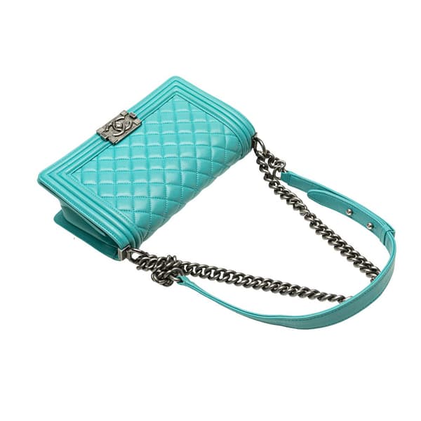 Pre-owned Chanel Old Medium Quilted Lambskin Boy Flap Blue