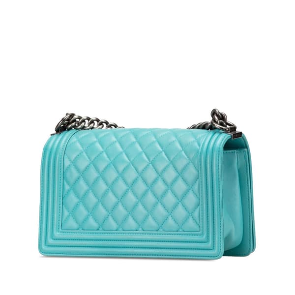 Pre-owned Chanel Old Medium Quilted Lambskin Boy Flap Blue