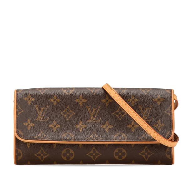 Pre-owned Louis Vuitton Monogram Pochette Twin GM Brown