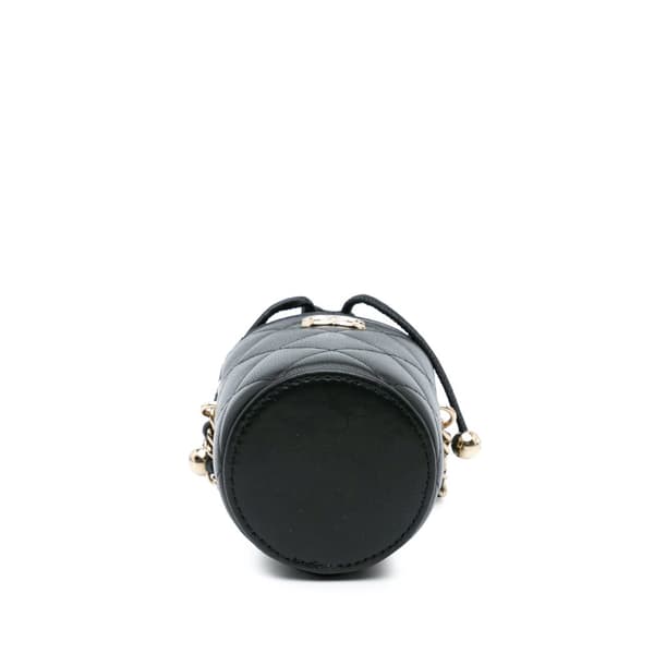 Pre-owned Chanel Micro Quilted Lambskin Drawstring Bucket Bag Black