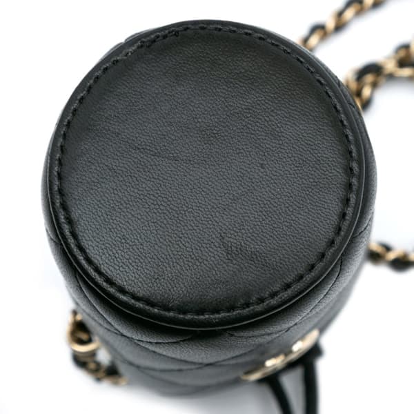 Pre-owned Chanel Micro Quilted Lambskin Drawstring Bucket Bag Black