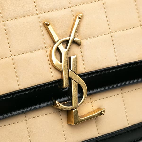 Pre-owned Saint Laurent Medium Quilted Suede Monogram Solferino Crossbody Brown