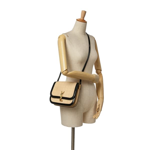 Pre-owned Saint Laurent Medium Quilted Suede Monogram Solferino Crossbody Brown