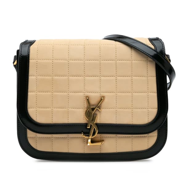 Pre-owned Saint Laurent Medium Quilted Suede Monogram Solferino Crossbody Brown