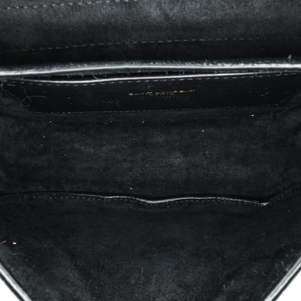 Pre-owned Saint Laurent Small Croc Embossed Monogram Kaia Crossbody Black