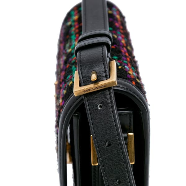 Pre-owned Saint Laurent Small Tweed Solferino Crossbody Black