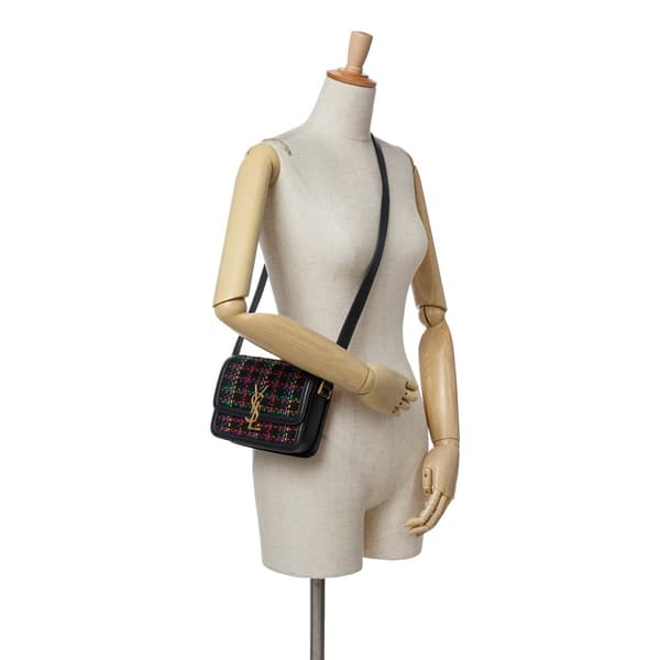 Pre-owned Saint Laurent Small Tweed Solferino Crossbody Black