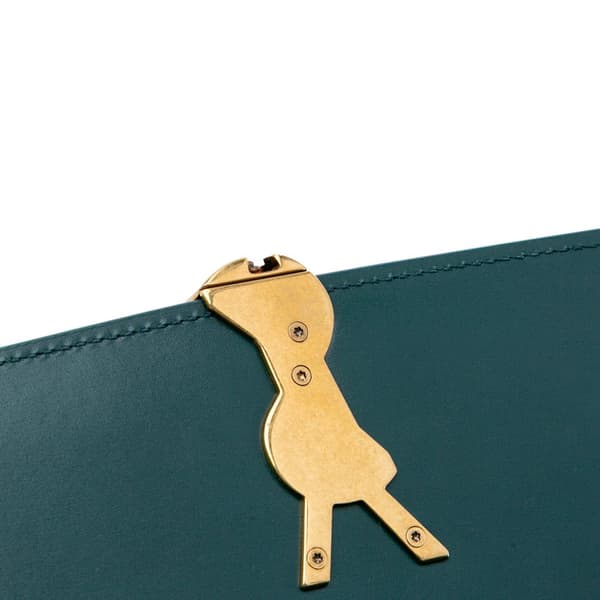 Pre-owned Saint Laurent Medium Leather Solferino Satchel In Box Green