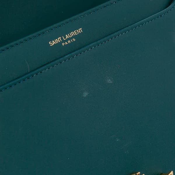 Pre-owned Saint Laurent Medium Leather Solferino Satchel In Box Green