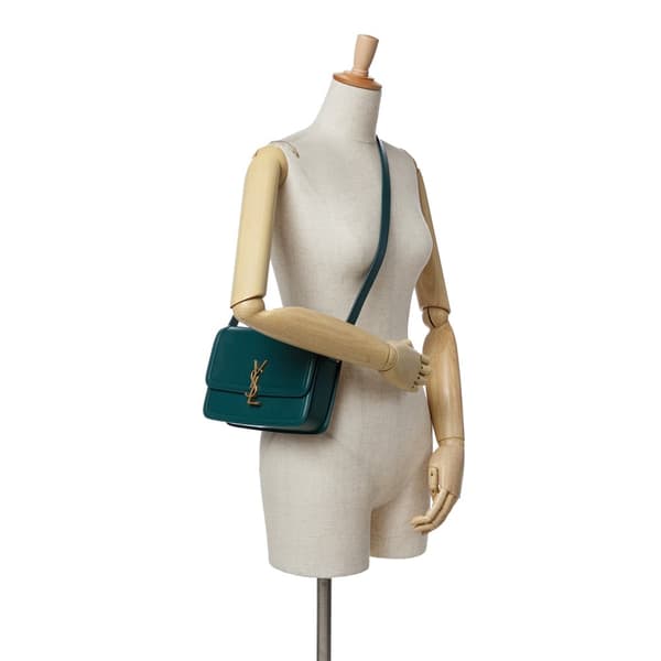 Pre-owned Saint Laurent Medium Leather Solferino Satchel In Box Green