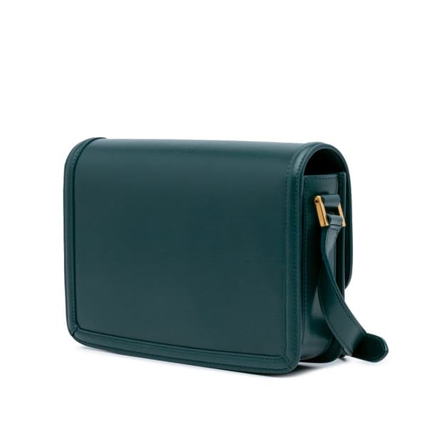 Pre-owned Saint Laurent Medium Leather Solferino Satchel In Box Green