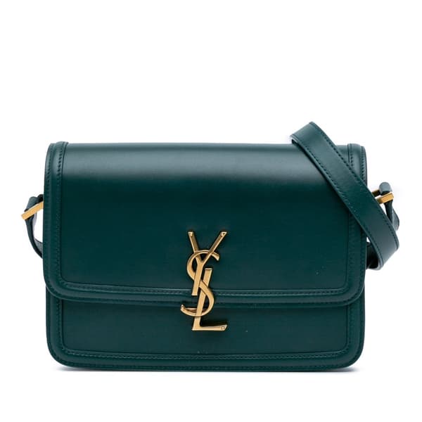 Pre-owned Saint Laurent Medium Leather Solferino Satchel In Box Green