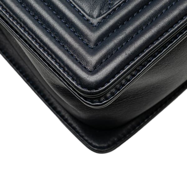 Pre-owned Chanel Old Medium Quilted Calfskin Boy Flap Blue