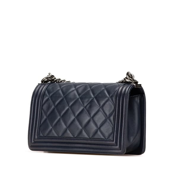 Pre-owned Chanel Old Medium Quilted Calfskin Boy Flap Blue
