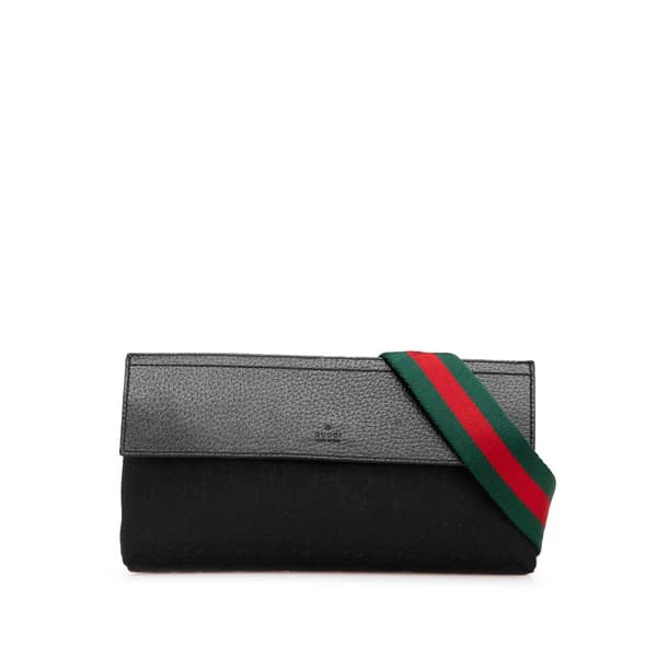 Pre-owned Gucci GG Canvas Web Crossbody Black