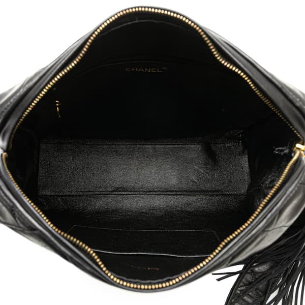 Pre-owned Chanel CC Quilted Lambskin Tassel Crossbody Black