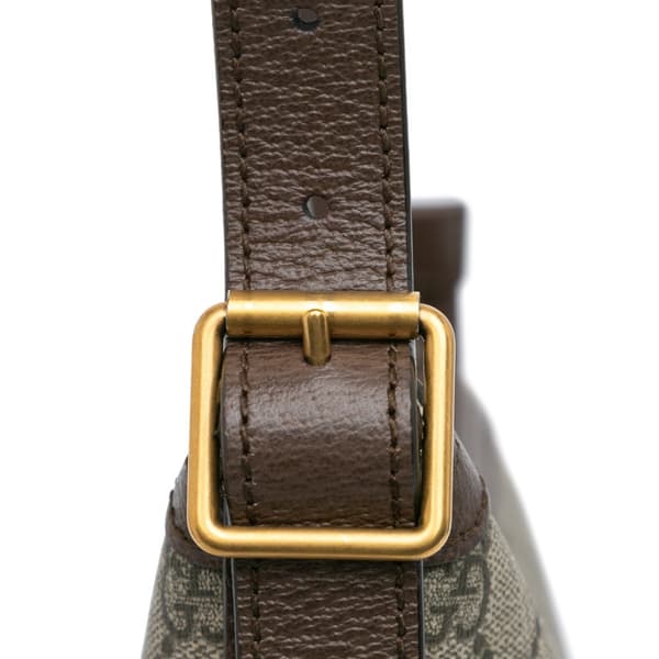 Pre-owned Gucci Small GG Supreme Web Ophidia Half Moon Crossbody Brown