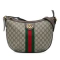 Miniatyrbillede 1 af 10: Pre-owned Gucci Small GG Supreme Web Ophidia Half Moon Crossbody Brown
