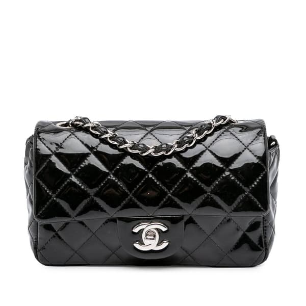 Pre-owned Chanel Mini Rectangular Classic Patent Single Flap Black