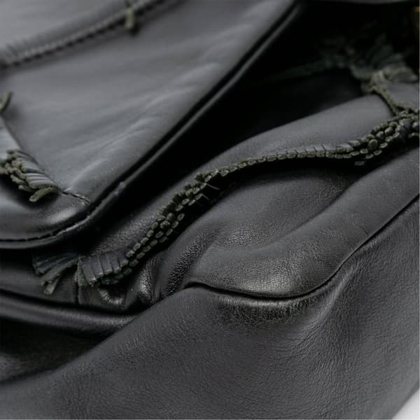 Pre-owned Chanel CC Lambskin Fringe Single Flap Black