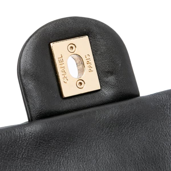 Pre-owned Chanel CC Lambskin Fringe Single Flap Black