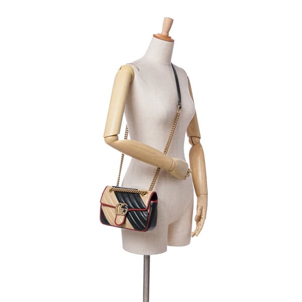 Pre-owned Gucci Mini GG Marmont Matelasse Leather Torchon Flap Crossbody Brown