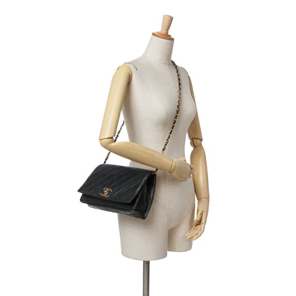 Pre-owned Chanel Small CC Quilted Lambskin Turnlock Full Single Flap Black