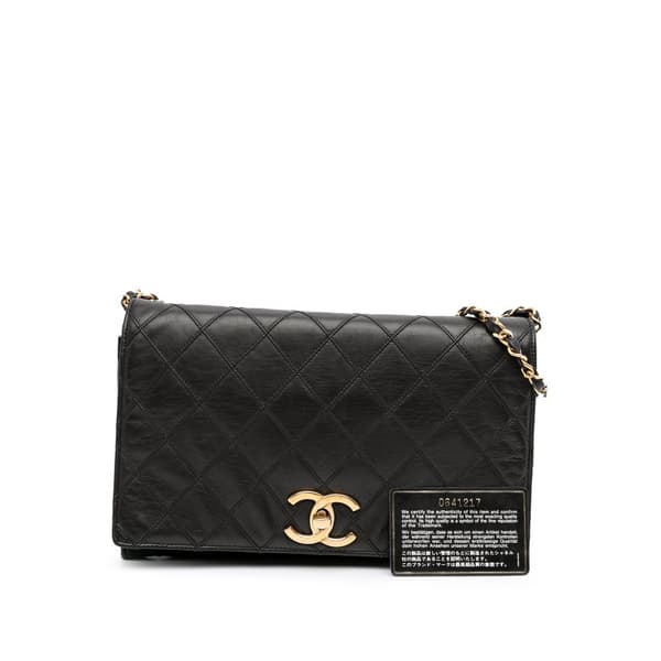 Pre-owned Chanel Small CC Quilted Lambskin Turnlock Full Single Flap Black