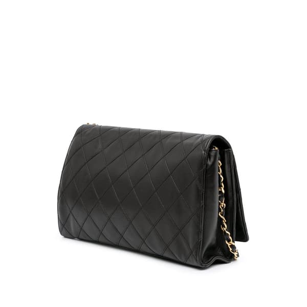 Pre-owned Chanel Small CC Quilted Lambskin Turnlock Full Single Flap Black