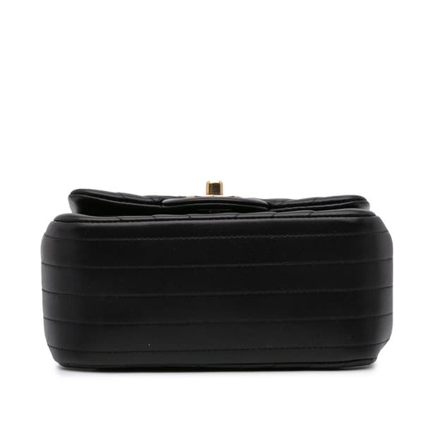 Pre-owned Chanel Mini Square Classic Chevron Lambskin Single Flap Black