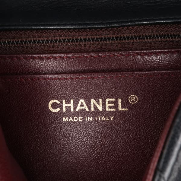 Pre-owned Chanel Mini Square Classic Chevron Lambskin Single Flap Black