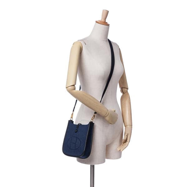 Pre-owned Hermès Feutre and Swift Evelyne TPM Blue