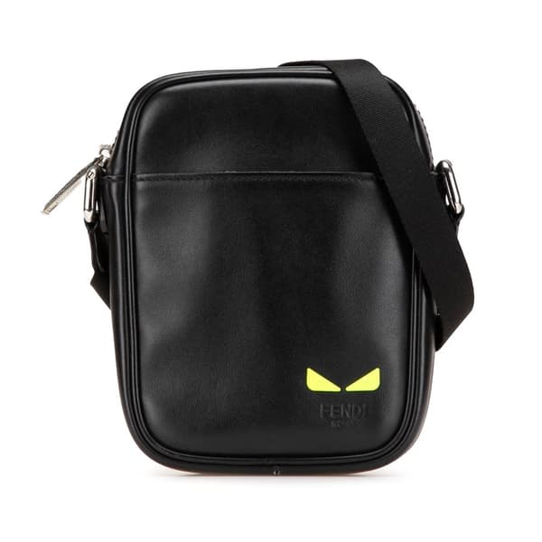 Pre-owned Fendi Small Leather Monster Bug Crossbody Black