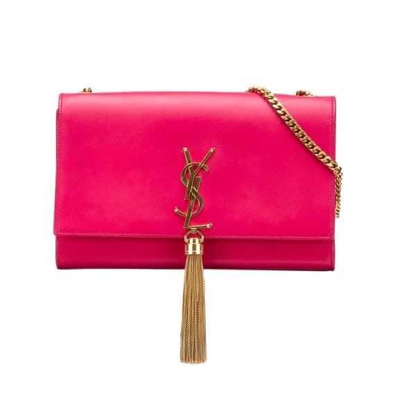 Pre-owned Saint Laurent Medium Smooth Calfskin Classic Monogram Kate Tassel Crossbody Pink