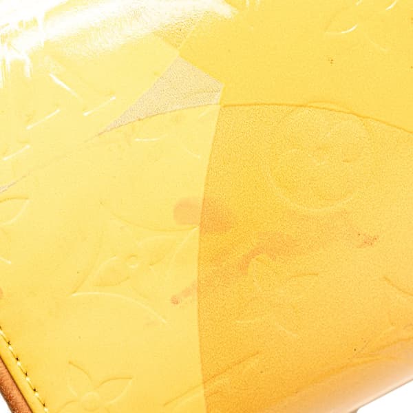 Pre-owned Louis Vuitton Monogram Vernis Fleurs Pochette Yellow