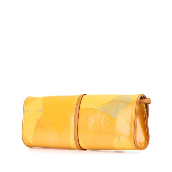 Pre-owned Louis Vuitton Monogram Vernis Fleurs Pochette Yellow