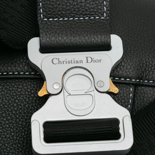 Pre-owned Dior Kim Jones Grained Calfskin Saddle Bag Black
