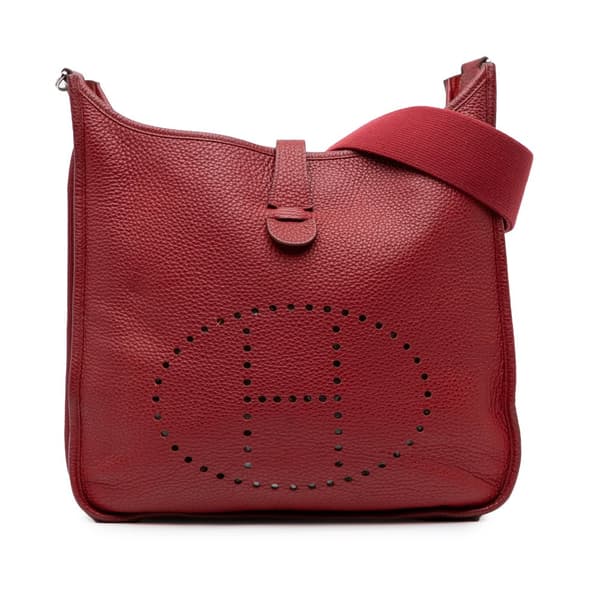 Pre-owned Hermès Clemence Evelyne III 29 PM Red