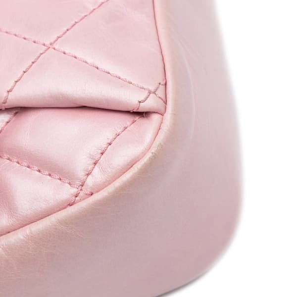 Pre-owned Chanel Mini Quilted Metallic Calfskin Coco Pleats Chain Flap Pink