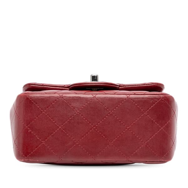 Pre-owned Chanel Mini Square Classic Lambskin Single Flap Red