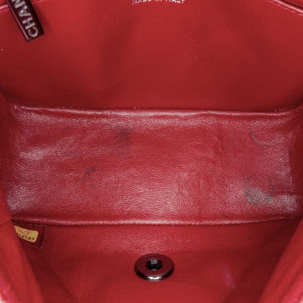 Pre-owned Chanel Mini Square Classic Lambskin Single Flap Red
