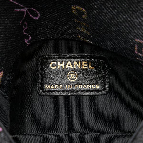 Pre-owned Chanel Fringe Denim Mood Clutch with Chain Black