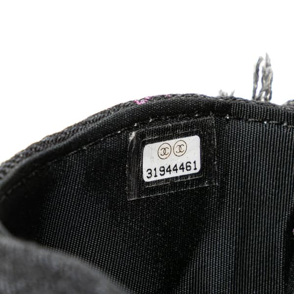 Pre-owned Chanel Fringe Denim Mood Clutch with Chain Black