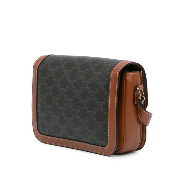 Pre-owned Celine Classique Coated Canvas Triomphe Crossbody Brown