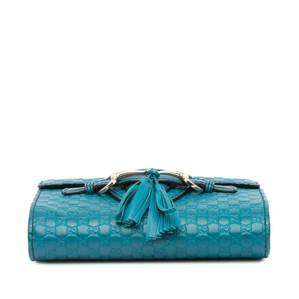 Pre-owned Gucci Mini Microguccissima Emily Crossbody Blue
