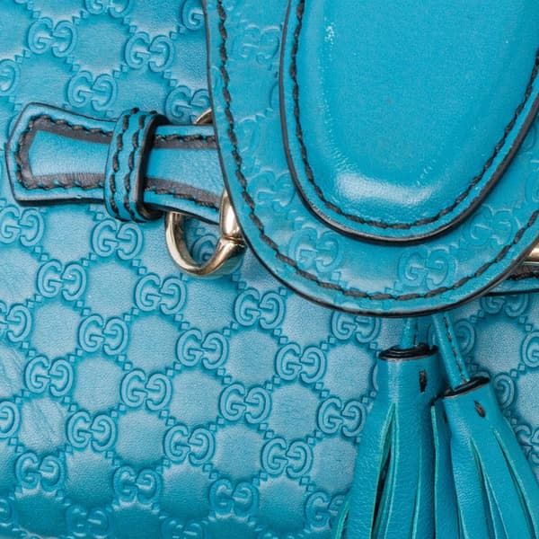 Pre-owned Gucci Mini Microguccissima Emily Crossbody Blue