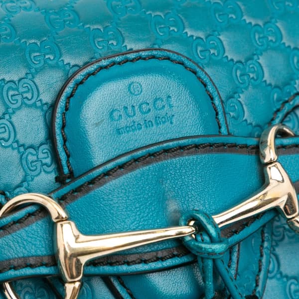 Pre-owned Gucci Mini Microguccissima Emily Crossbody Blue
